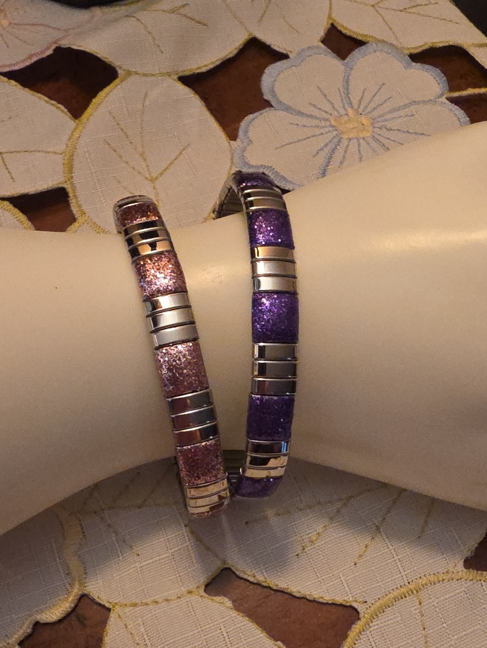 Steel By Design QVC Glitter Stretch Bracelet Set Of 2